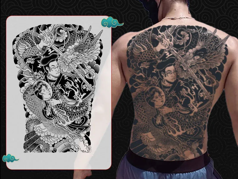 Magic Juice Tinte Wasserdichte Tattoo Aufkleber Große Größe Kräutersaft Temporäre Tattoos Männer Body Art Drache Tiger