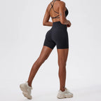 Hearuisavy Damen Yoga Shorts Sommer Soft Buttock Lift Gym Leggings High Waist Sport Shorts Damen Running Workout Shorts Female