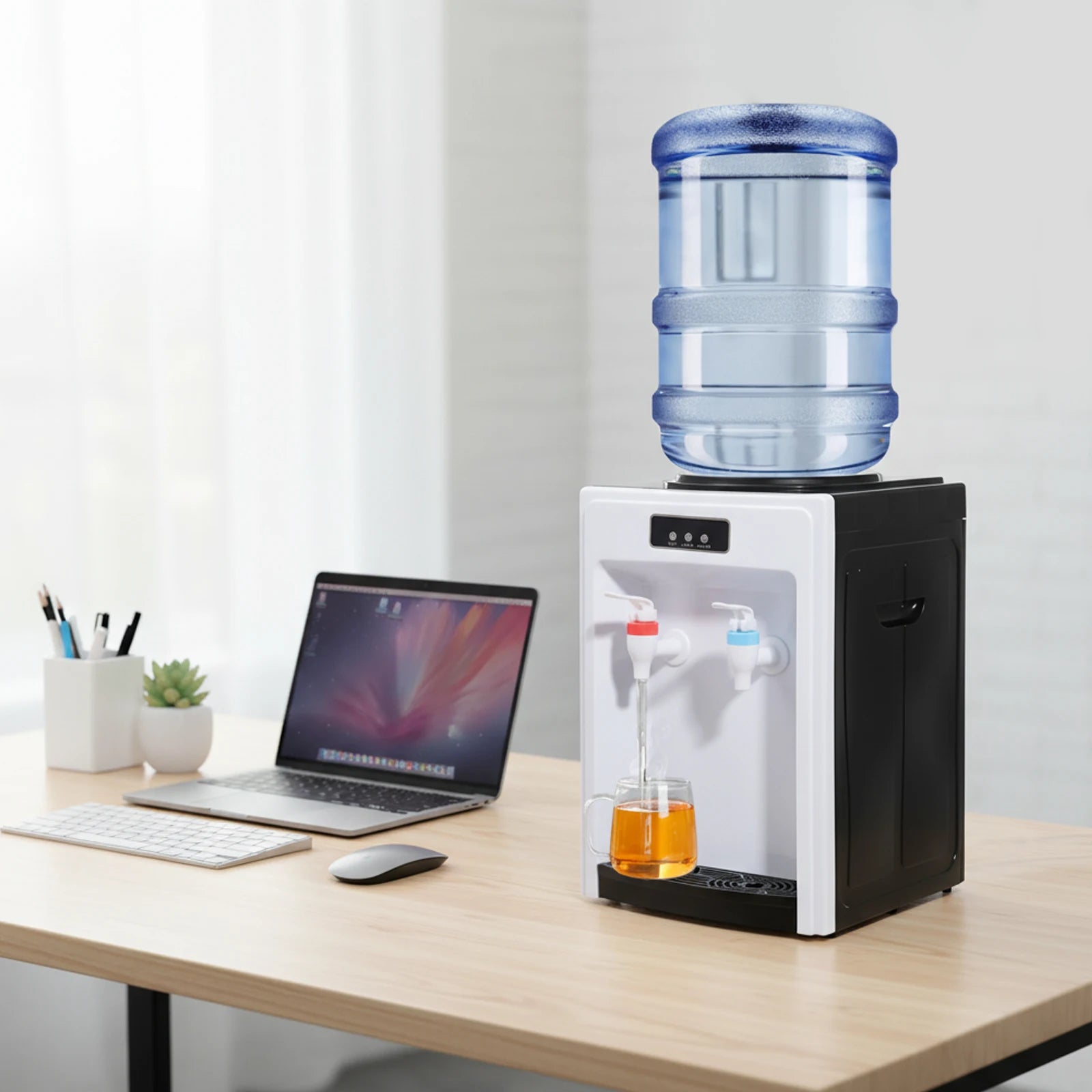 Elektrischer Tischwasserspender, Trinkbrunnen, Büro-Kühler für zu Hause, Heiß-/Kaltgetränkemaschine für 4,5-18,9L-Flaschen
