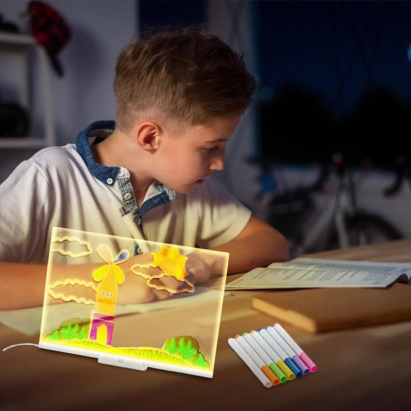 LED-Zeichentafel Kleinkind-Maltablett Lernspielzeug für Kleinkinder Tragbares Zeichentool für Schule, Zuhause, Reisen