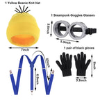 Verkleidungskostüm Lustiges Halloween Kostüm Zubehör für Erwachsene, Schutzbrille/Gelbe Mütze/Handschuhe für Herren Damen Cosplay Party Set