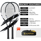 ALPSPORT Carbonfaser Tennisschläger T800 18K – Profi-Qualität mit Tasche & Band, leichter Trainingsschläger für Erwachsene, Herren & Damen