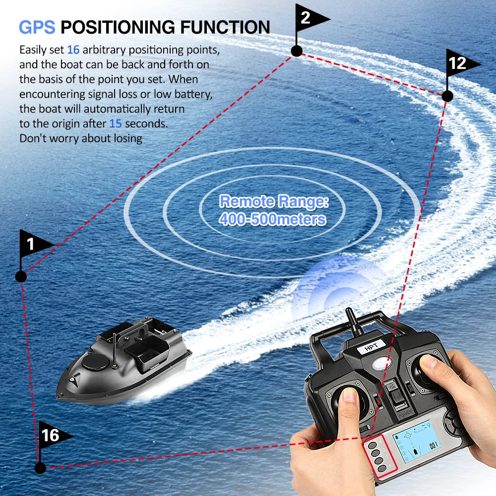 Modernes GPS-Futterboot mit 3 Köderbehältern, 12000mAh kabelloses Futterboot mit automatischer Rückkehrfunktion, verschiedene Stile