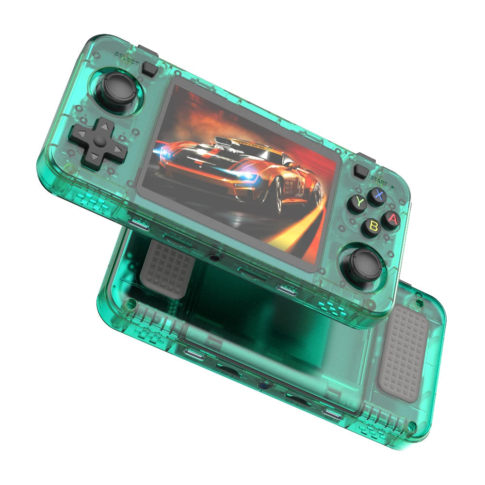 BOYHOM Grünes R36H Retro-Videospielkonsole 3,5 Zoll IPS-Bildschirm RK3326 3000 mAh Offenes Linux-System Tragbarer Player 64GB 128GB