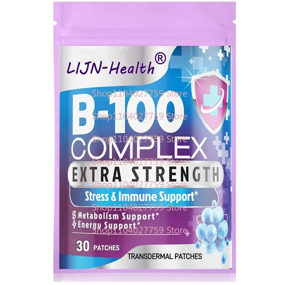 30 Patches Vitamin B Komplex Transdermal-Pflaster Alle B-Vitamine Folsäure, Vitamin C Unterstützung für Immunsystem, Energie & Stoffwechsel