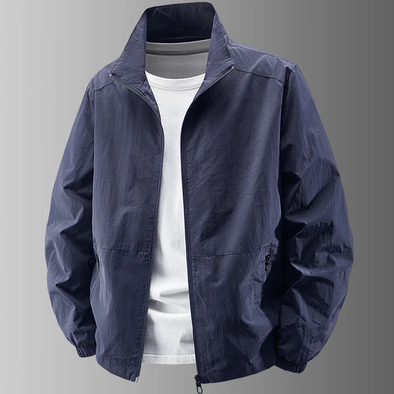 Herren Stehkragenjacke Frühling Atmungsaktiv Leicht Anti-Falten Windjacke Outdoor Sport Freizeit Schnelltrocknende Arbeitsjacken