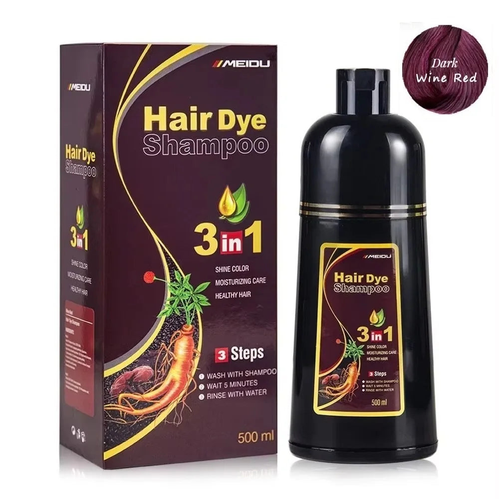 30ml/500ml 3-in-1 Schnell-Haarfärbeshampoo Naturschwarz Kräuter-Haarfarbe Feuchtigkeitsspendend Milde Haarfärbe-Pflegespülung Haarpflegeprodukte
