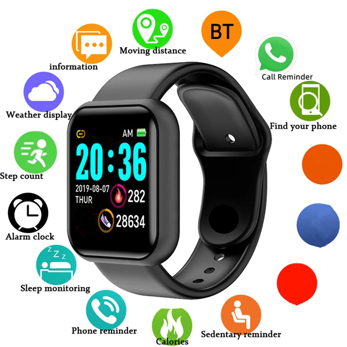 Smartwatch Herren Damen Armbanduhren Smart Watch Nachrichten Fitness Tracker Armband Geburtstagsgeschenk Elektronische Uhr für Android IOS