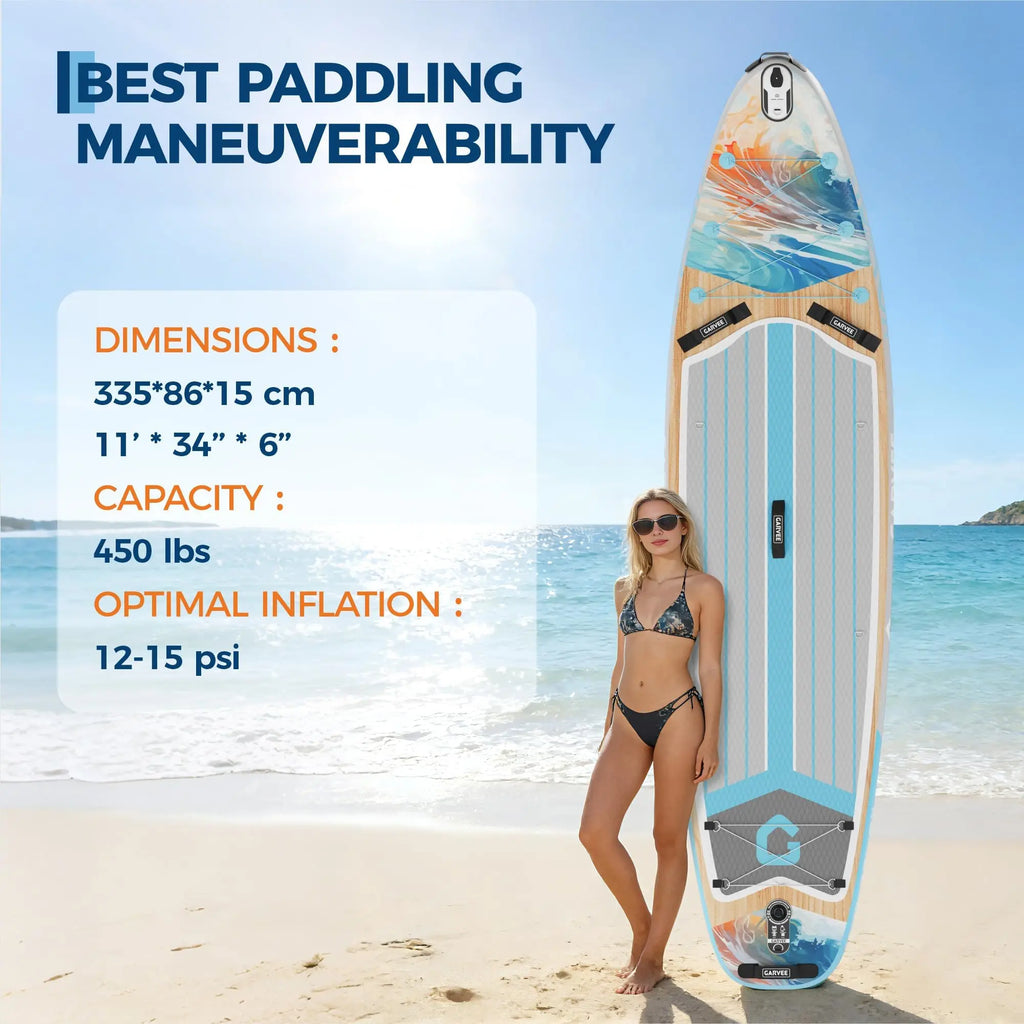 Aufblasbares Stand-Up Paddleboard Komplettset mit verstellbarem Paddel/Handpumpe für Wassersport und Surfen im Freien