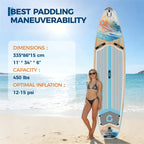 Aufblasbares Stand-Up Paddleboard Komplettset mit verstellbarem Paddel/Handpumpe für Wassersport und Surfen im Freien