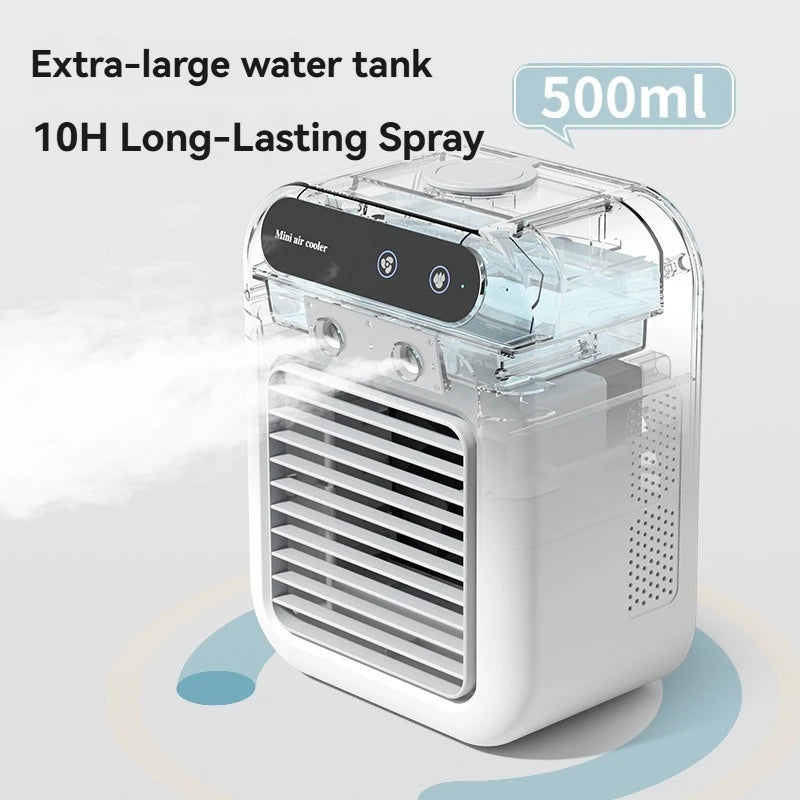 Kabelloser Klimaanlagen-Mini-Ventilator, tragbarer Luftkühler, 500 ml Eiswassersprühbefeuchter für den Heimgebrauch, Klimaanlagen-Nebelventilator, USB Hauptbild