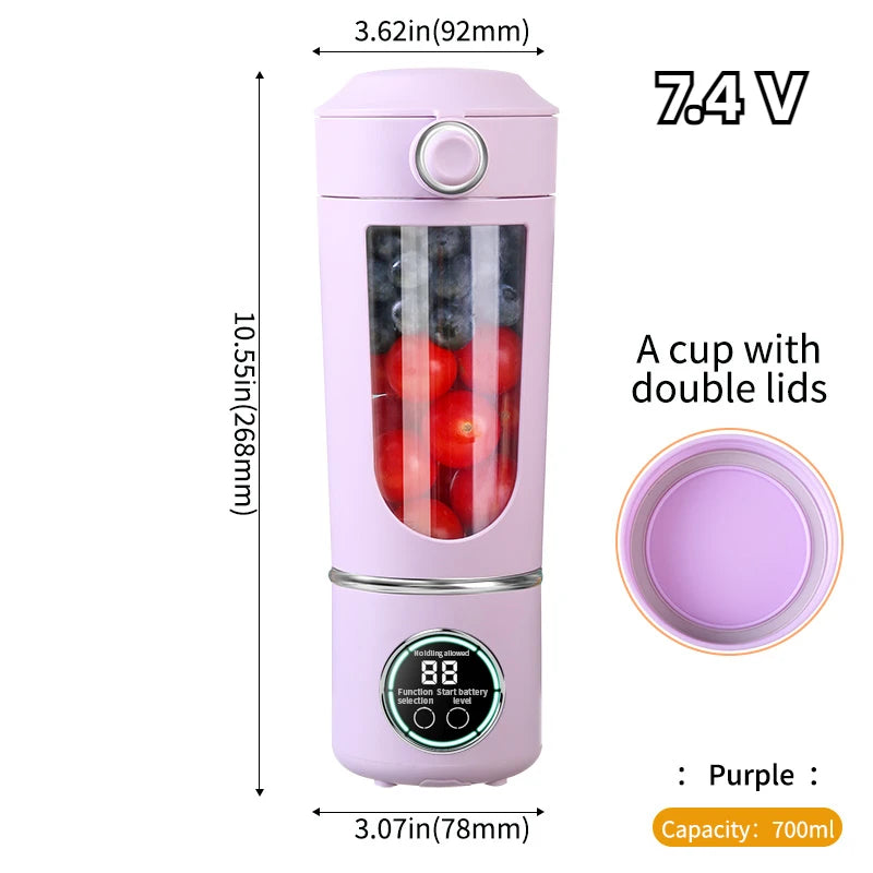 Neuer tragbarer Saftmixer für Shakes Smoothie 700ML Robuster Entsafter Stahlklingen 2-in-1 Mixer Flasche Smoothie tragbar