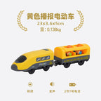 Hölzernes Elektroauto-Set Magnetischer Elektrozug mit kleiner Puppe Druckguss-Steckspielzeug-Set Kompatibel mit Eisenbahn-Holzschienenbahn