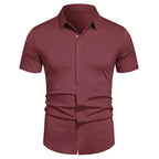 Herren Stretch Hemd Bügelfreie Hemden Regular Fit Kurzarm Stretch Business Casual Button-Down Hemden