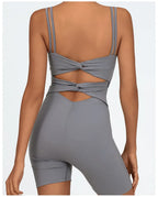 Greenora Damen Workout Strampler Sexy Rückenfrei Yoga Overall Eng Anliegend Body Fitness Activewear Ärmellose Sportbekleidung Einteiler