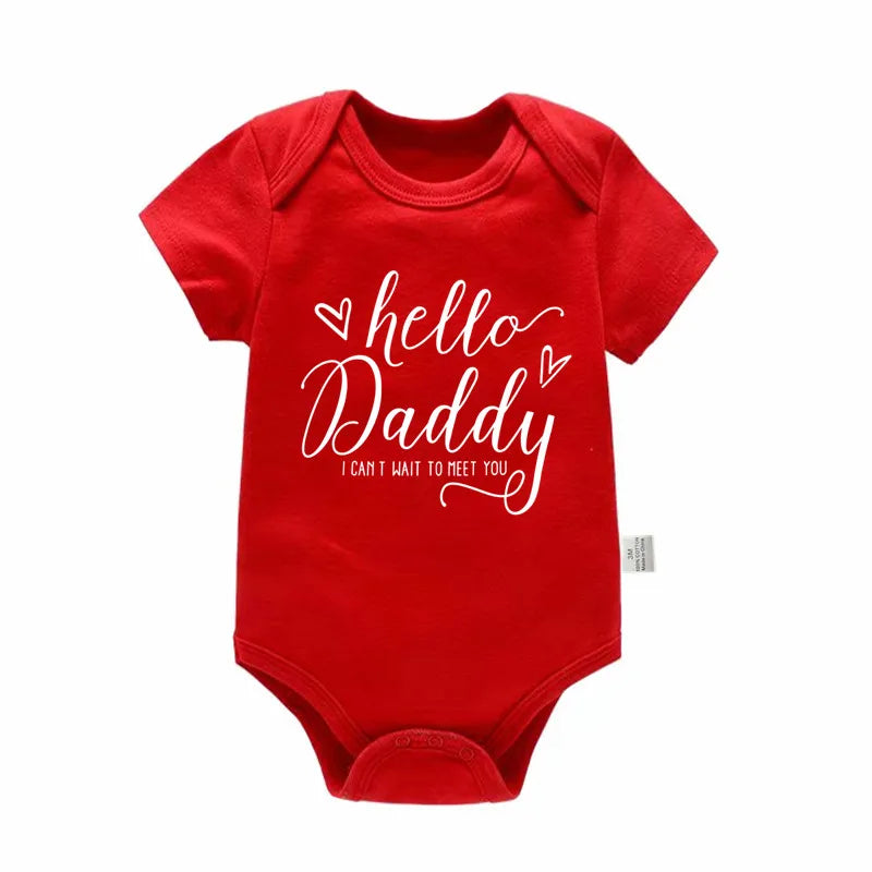 Schwangerschaftsverkündung Hallo Papa, ich kann es kaum erwarten, dich kennenzulernen Neugeborenes Baby Mädchen Kurzarm-Strampler Weicher Baumwoll-Body Strampelanzug