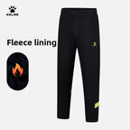 Kelme Kids' Fleece-lined Sports Pants Football Training Pants Casual Fitness Running Pants Warm Windproof Stretch Long Pants