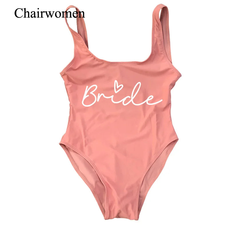 Junggesellinnenabschied Badeanzüge Einteiler Team Braut Bademode Braut zu sein Frau Rosa Bademode Bachelorette Strandmode Badeanzüge