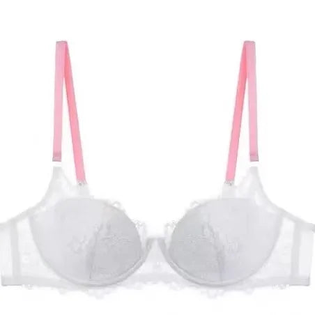 Sexy Spitzen-BH- und Höschen-Set, Minimizer, Anti-Sagging, vollflächig bedeckend, verstellbarer Bügel, große Bruststütze, dünne Seitenstütze, kein Überlaufen