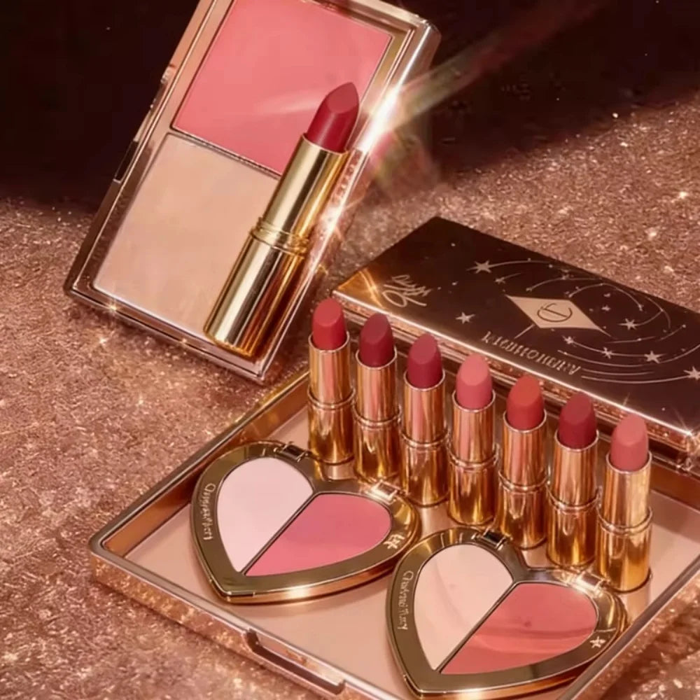 Charlotte Tilbury Lip Gloss Zweifarbiges Herzform-Puder-Rouge-Highlight-Spotlight-Aufhellung Nahtloses Cosplay-Make-up-Geschenk
