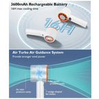 3000 mAh Handheld Mini-Ventilator Elektrischer Handventilator Eiskompresse Hochgeschwindigkeitskühlung USB wiederaufladbar Tragbares LED-Digitaldisplay