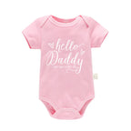 Schwangerschaftsverkündung Hallo Papa, ich kann es kaum erwarten, dich kennenzulernen Neugeborenes Baby Mädchen Kurzarm-Strampler Weicher Baumwoll-Body Strampelanzug