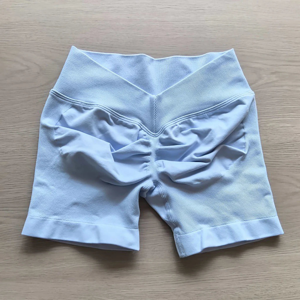 Damen Scrunch Shorts nahtlos V-Rücken Scrunch Booty Shorts Fitness Workout Laufen Yoga Gym Shorts