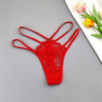 3 Stück Spitze Dünne Träger Tanga Frauen Tiefe Taille Sexy Perspektive Unterwäsche Damen Transparenter G-String Slip Plus Size T-Rücken