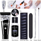 LILYCUTE 15ml Verlängerungsgel-Nagellack-Set Quick Nail Prolong mit Verlängerungsform-Nagelspitzen Acryl-Lösung Maniküre-Werkzeug-Kit