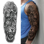 Kompass Roboterarm Temporäre Tattoos Ärmel für Männer Frauen Realistische Gefälschte Totenkopf Engel Ganzarm Tattoos Maori Totem Tattoo Aufkleber