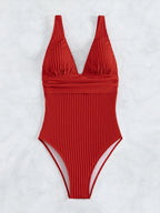 Tiefer V-Ausschnitt Einteiler Damen 2024 Push Up Bademode Weiblich Sexy Sommer Strandmode Schwimmen für Badeanzüge Micro Korean Monokini