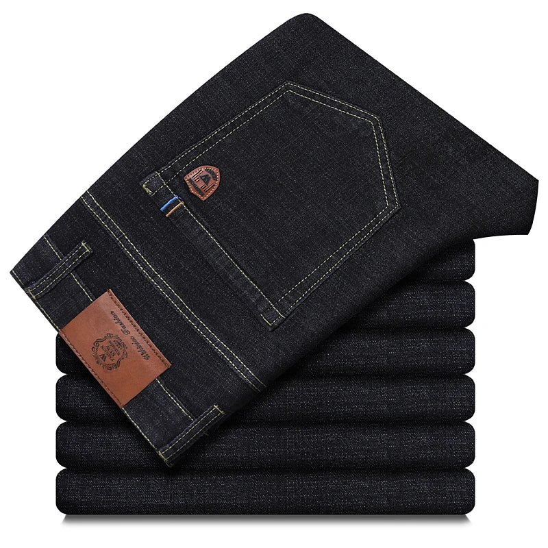 Wthinlee Neue Business Herren Jeans Casual Straight Stretch Fashion Klassische Blau Schwarze Arbeitshose Denim Hose Männer Kleidung