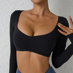 QINACTIVE Damen Yoga Shirts Crop Top Langarmshirts für Damen Yoga Sport Fitness Gym Kleidung Workout Tops