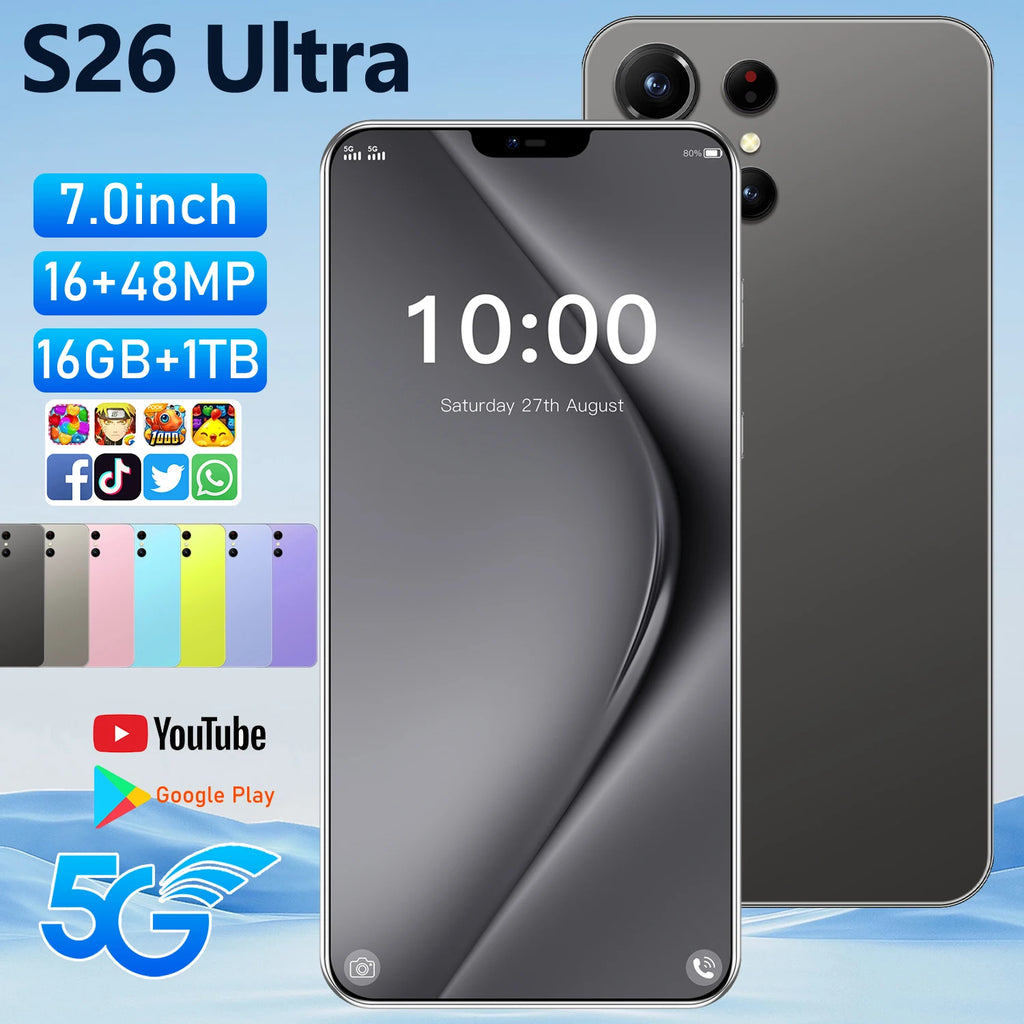 2026 Original Smartphone Für S26 Ultra 5G 7.3HD KI 8-Kern Dual-SIM-Karte 16G+1TB Handy Android Mobile Phones Entsperrt