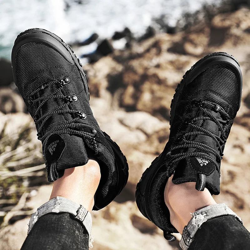HIKEUP Rutschfeste Herren Wanderschuhe Atmungsaktive Outdoor Abriebfeste Spritzwassergeschützte Kletterschuhe Herren Sneaker Tourismus Bergschuhe