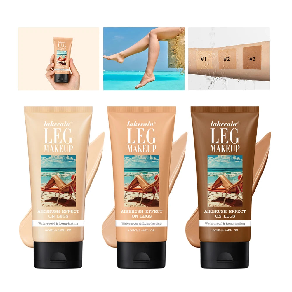 Waterproof Body Foundation With Free Powder Puff Bronze Leg Makeup Long Lasting Tanning Cream 100ml 3 Colors Secondary image