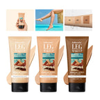 Bronze Bein- und Körper-Make-up-Foundation mit Puderquaste 100ml Wasserfest Lang anhaltend Gleichmäßiger Hautton Körperbräunungscreme 3 Farben