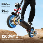 iScooter iX8 Erwachsenen Elektroroller 2400W Motor 48V20Ah Akku 12 Zoll Offroad-Luftreifen Faltbarer E-Scooter