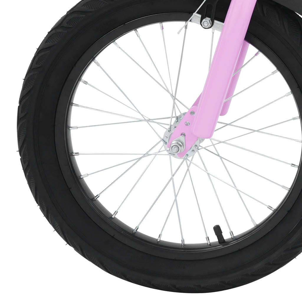16 Zoll Kinderfahrrad Carbonstahl Mountainbike mit Stützrädern & LED-Licht für 5-8 Jahre, Höhenverstellbar, 60kg