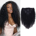 Lockige Clip In Echthaar Extensions Kinky Curly Clip Ins Ganzer Kopf für Schwarze Frauen Brasilianisches Remy Echthaar Naturfarbe 8 Stück