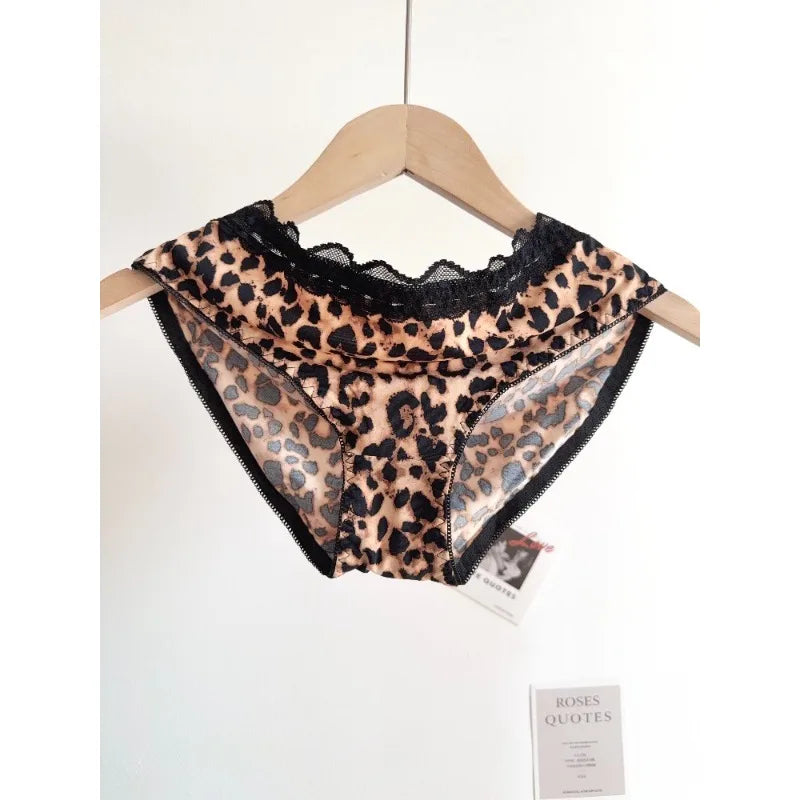Sexy Leopard-Print-Dessous-Set für Damen, kabellos, unsichtbarer Push-Up für kleine Brüste, verstellbares A-bis-C-Körbchen, transparenter, reiner Spitzen-Look, S-XL