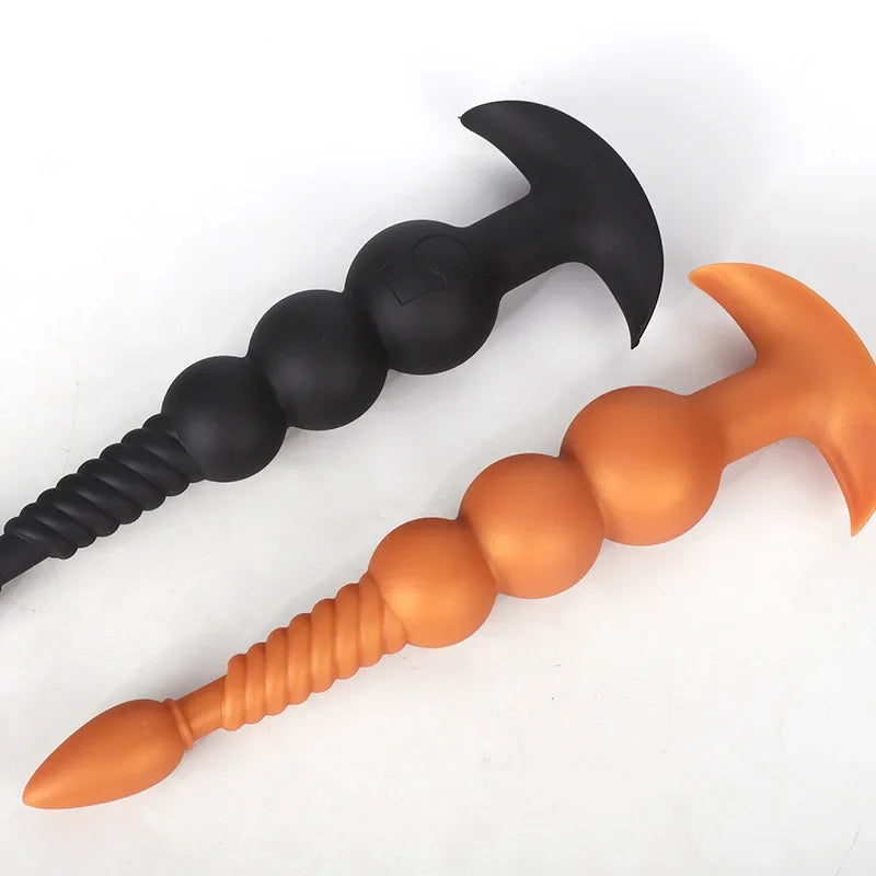 3-10cm Großer Analsex Plug mit Schwanz Sexspielzeug für Erwachsene Spiele Paare DIY Cosplay Großer Butt Plug Silikon Weich Lang Anal Beads Frauen