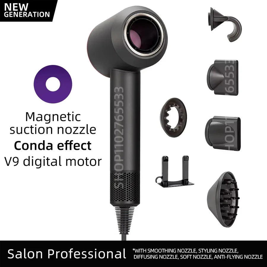 Ionen-Haartrockner 5 in 1 mit Diffusor Professionelle Haarpflegegeräte Damen Salon Friseur Blauer Haartrockner Super Haartrockner