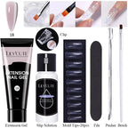 LILYCUTE 15ml Verlängerungsgel-Nagellack-Set Quick Nail Prolong mit Verlängerungsform-Nagelspitzen Acryl-Lösung Maniküre-Werkzeug-Kit