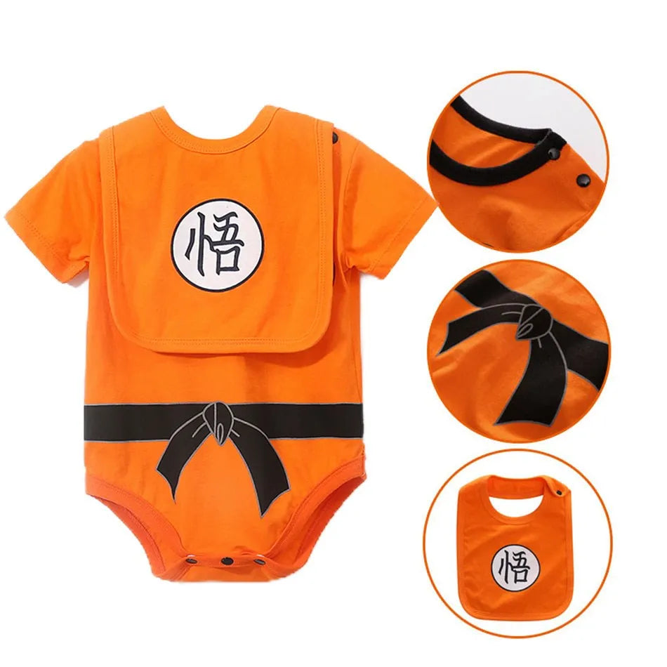 Anime Kleidung Baby Vegeta Strampler Neugeborene Kuririn Roshi Trainingsoutfit Säuglinge Kinder Halloween Cartoon Cosplay Kostüm Overall