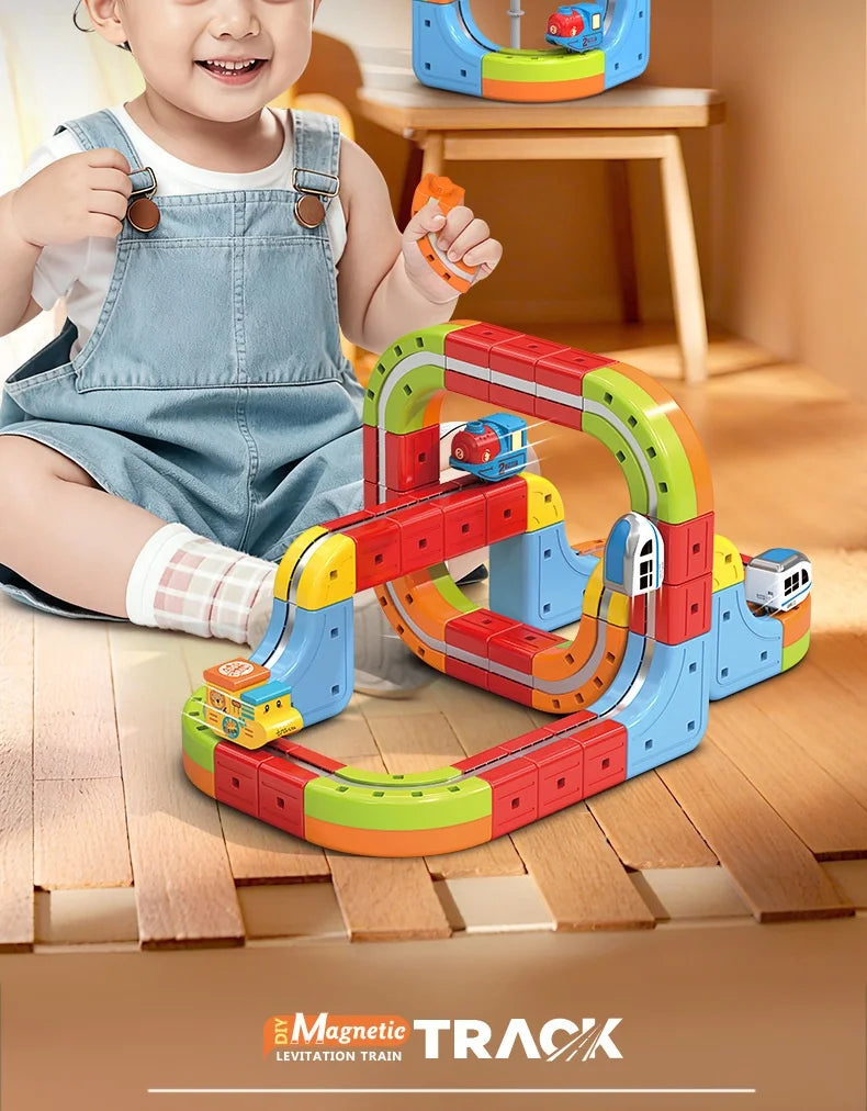Magnetisches Bullet Train Set für Kinder mit elektrischer Lokomotive, DIY-Gleisbausteinen, pädagogischem MINT-Bauspielzeug, Geburtstagsgeschenk