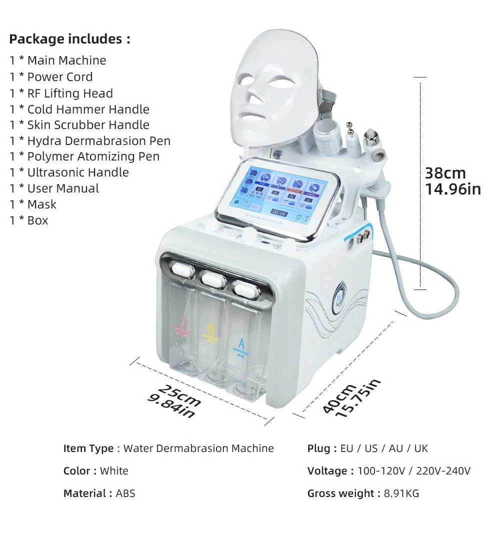 7-in-1 Wasser-Sauerstoff-Bläschen-Maschine professionelles Hydra Wasser Dermabrasions-Schönheitsgerät Gesichts-Spa-Hautpflege Hautreinigung