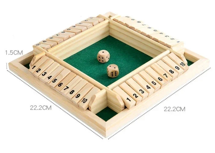 Holzwürfel-Brettspiel Shut The Box für 4 Spieler Klappen & Würfel Spiel Eltern-Kind Interaktion Familienunterhaltung