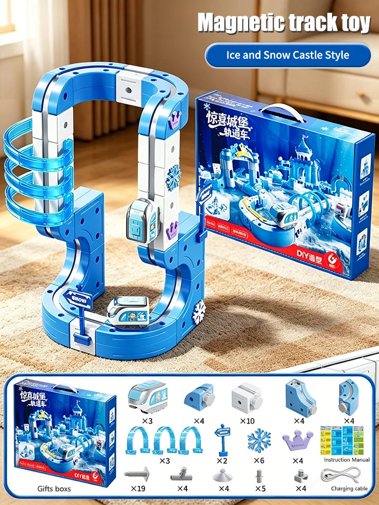 Magnetischer Zug Spielzeug für Jungen Spur 1:64 Elektrische Schiene DIY Magische Fahrzeug Modell Spielzeug Bildung 3 Jahre Kinder Geschenke