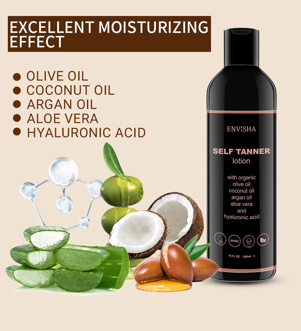 ENVISHA Make-up Foundation Körperpflege Selbstbräunungslotion Schnelle Gesichtsbräunungscreme Feuchtigkeitsspendender Bronzer Nährende Gesichtscreme